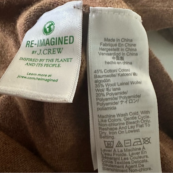 J. CREW BROWN TEDDIE COTTON WOOL BLEND CREWNECK SWEATER SIZE MEDIUM - Picture 8 of 11